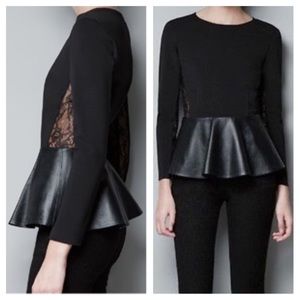 Zara faux leather Peplum Top